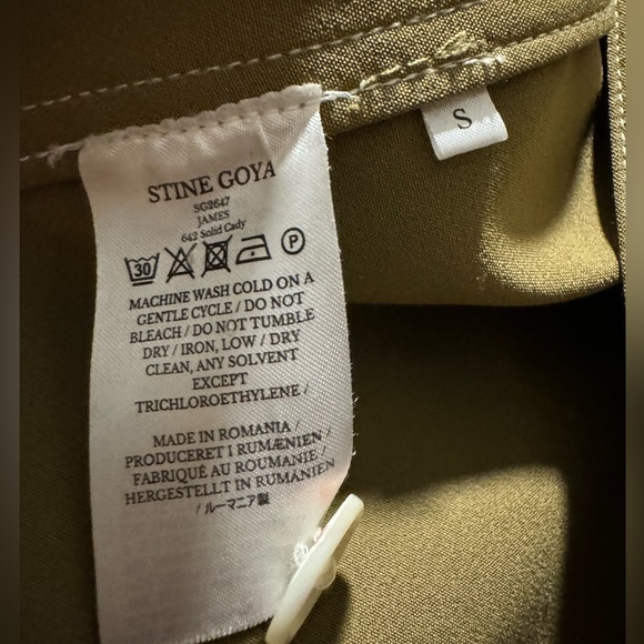 STINE GOYA JAMES CADY BUTTON UP LONG SLEEVE SHIRT IN ARMY GREEN BROWN SIZE SMALL - Picture 7 of 9